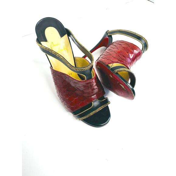 Christian Louboutin Akenana Red Python Mules EU 36 – Exotic Luxury Slip-On Heels - Picture 7 of 9